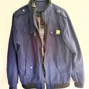 Carhartt Navy Field Bomber Jacket with Plaid Lining